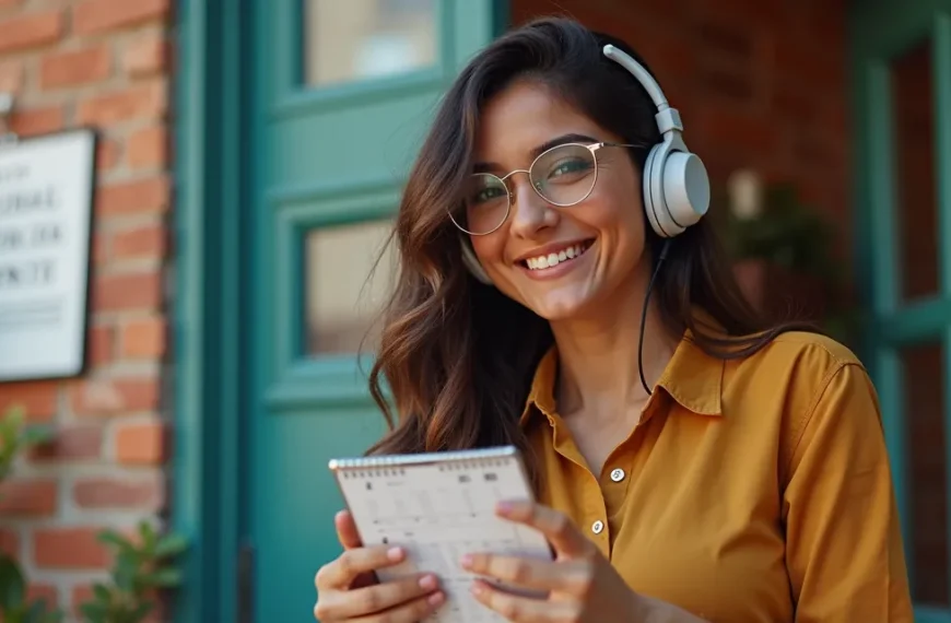 persona sonriendo mientras usa su portátil, con un calendario editorial bien organizado en la pantalla. Sobre la imagen, un texto que dice: