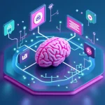 Ilustración de SeoToptal: Conectando la inteligencia humana y la IA para optimizar el contenido y dominar las búsquedas.