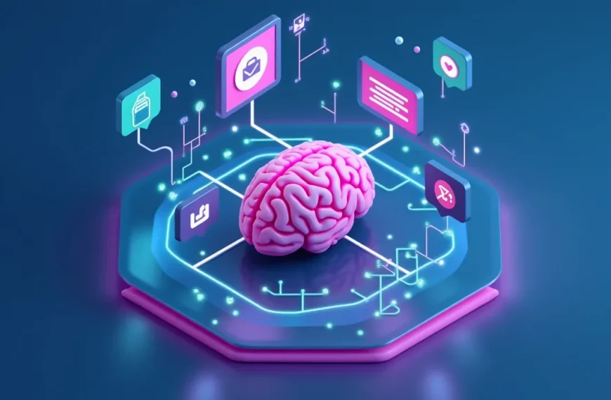 Ilustración de SeoToptal: Conectando la inteligencia humana y la IA para optimizar el contenido y dominar las búsquedas.
