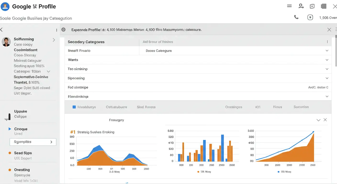 Elegir la categoría incorrecta puede hundirte del puesto #1 al #31 Interface Google Business Profile mostrando 4100+ categorías, selección categoría principal secundarias, impacto ranking posición 1 vs 31