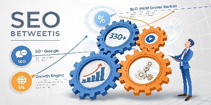 SEO vs Google Ads: Cómo Usarlos Juntos para Crecer 10x 1 Infografía mostrando la sinergia entre SEO y Google Ads como motor de crecimiento empresarial