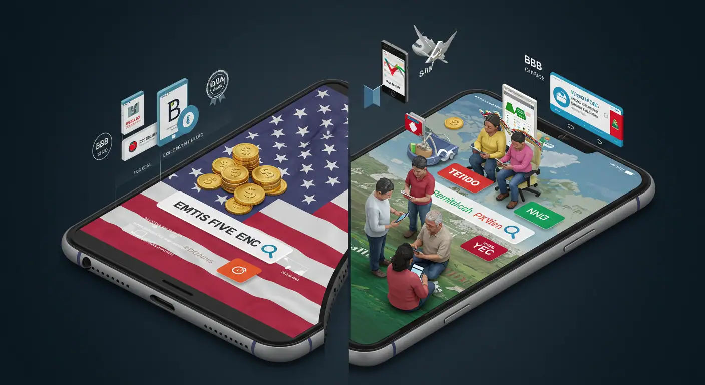 Estrategia bilingüe adaptada a cada generación latina en USA Pantalla bilingüe inglés español familia latina multigeneracional búsquedas diferentes idiomas remesas BBB certificaciones mercado estadounidense
