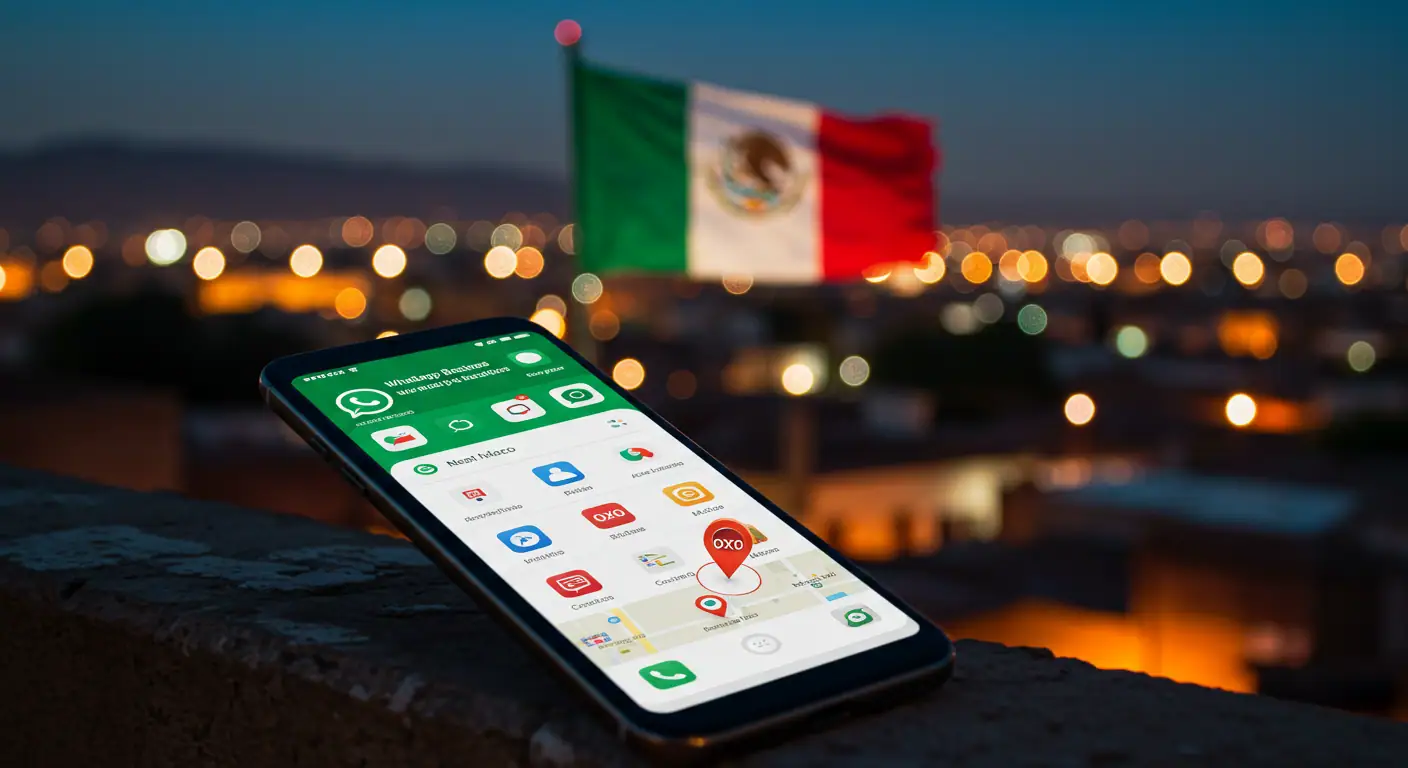 México prioriza móvil-first y WhatsApp como canal principal Smartphone México WhatsApp Business Google Maps búsquedas cerca de mí OXXO métodos pago horarios nocturnos elementos culturales